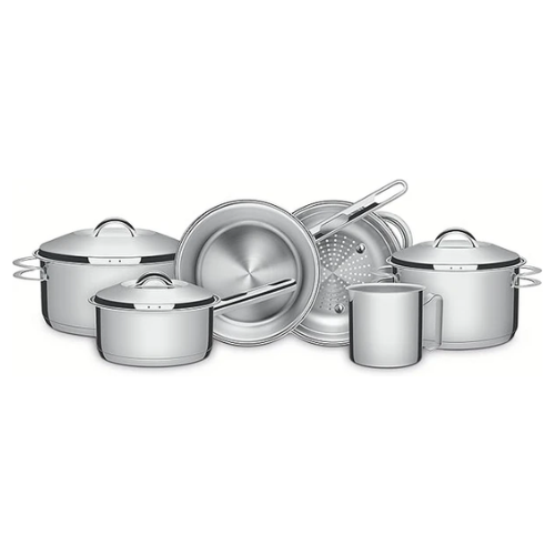 Batería de Cocina Tramontina Solar 6 Piezas Acero Inoxidable Triple Fondo con Vaporera