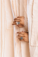 Anillo Cuarzo doble punta con Cráneo