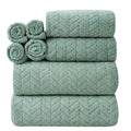 Juego de toallas de forro polar coral de 8 piezas: toallas de baño + bata + pañuelos - Secado súper rápido