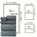 Juego de toallas de forro polar coral de 8 piezas: toallas de baño + bata + pañuelos - Secado súper rápido